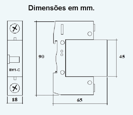 Dimensões - Dispositivo de Proteção contra Surtos ML-BY1