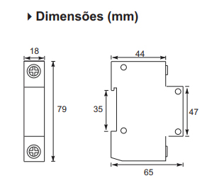 Dimensões - Dispositivo de proteção contra surtos JBY1